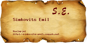Simkovits Emil névjegykártya